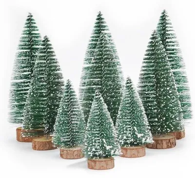 Obrázok produktu pre Umelé mini vianočné stromčeky – miniatúrny umelý vianočný stromček so snehovým efektom (3 veľkosti)