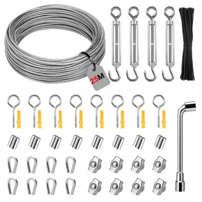 Image de Kit de fil d'acier de 50 mètres pour plantes grimpantes et séchage de linge