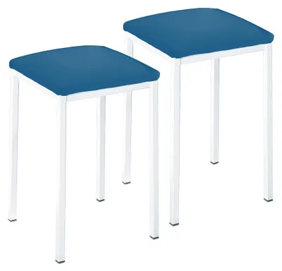 Produktbild von ASTIMESA TACUBL Zwei Küchenhocker, quadratisch, Kunstleder, blau, Gestell aus Me