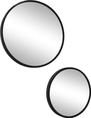 Produktbild von LOFT42 Mirror Wandspiegels rund schwarz Set von 2 - Metall - Ø45 &Ø35