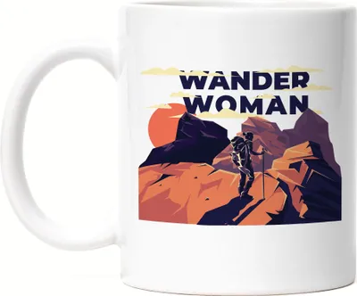 Produktbild von Wander Woman Tasse Weiß Berg Berge Hügel Wanderroute Wanderweg Gipfel Wanderschuhe Bergsteigen Sport