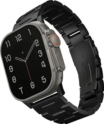 Productafbeelding van Unieke Hoesjes Voor Apple Watch 42/44/45/49Mm, Compatibel Met Serie 1/2/3/4/5/6/7/8/Se/Se2/Ultra, Van Roestvrij Staal - Zwart