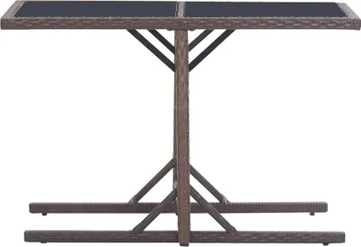 Image de vidaXL Table de jardin marron 110×53×72 cm verre et poly rotin