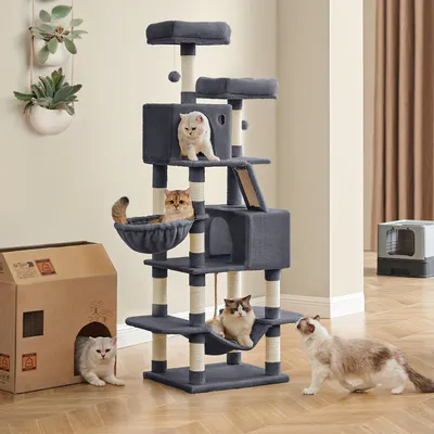 Produktbild von Mehrstöckiger Kratzbaum für Katzen – Kletterturm – Plüsch – 55 x 45 x 168 cm