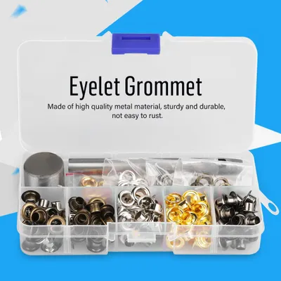 Image de kit de rondelles rondes en métal pour la réparation des chaussures, 420 pièces, 3 outils de fixation inclus, Conservé dans une boîte en plastique (4