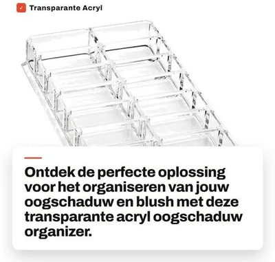 Obrázok produktu pre ONF3 – Priehľadná akrylová kozmetická krabička – 16 priehradiek – Na púder a rúž – Praktická a štýlová – Ideálna na kozmetické výrobky