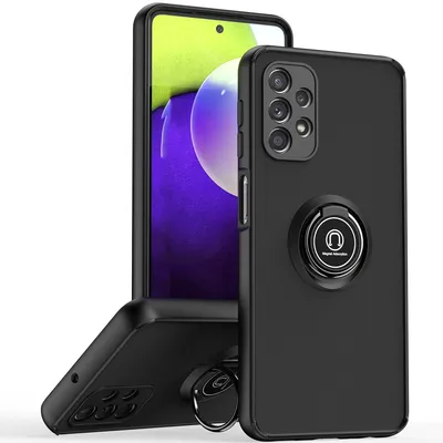 Immagine prodotto di Custodia per Samsung Galaxy A32 5G opaca traslucida in TPU con supporto ad anello e supporto Nero