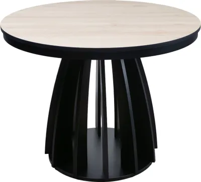 Image de Selsey Diciffy - Table de salle à manger extensible aspect bois Scandic hêtre avec piétement noir 100-140x100 cm