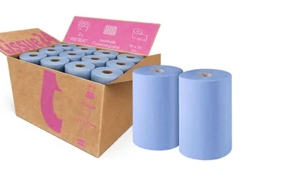 Produktbild von Tissue24 Putztuchrolle blau 2-lagig – 1000 Blatt | 36 × 35 cm | Saugstark & reißfest für Werkstatt & Industrie