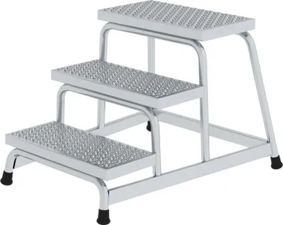Produktbild von Arbeitspodest starr | 3 Stufen | Aluminium-Lochblech | Rutschfeste Kunststoffschuhe