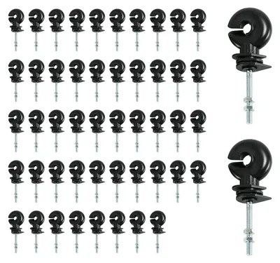 50 Stück Schraubisolatoren für Elektrozaun, 90 mm, schwarz