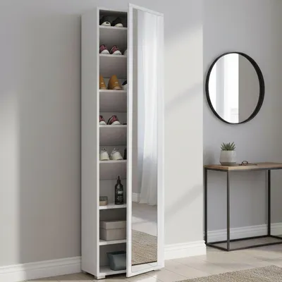 Produktbild von Dmora Schuhschrank Datura 50x32x182 cm Weiß 7 Böden, 8 Fächer
