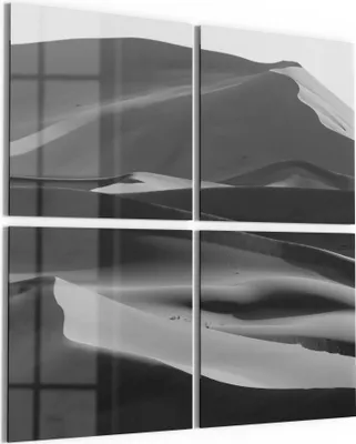 Produktbild von DEQORI Glasbild Echtglas 4x50x50 cm 'Stille Dünenwellen' Wandbilder XXL groß