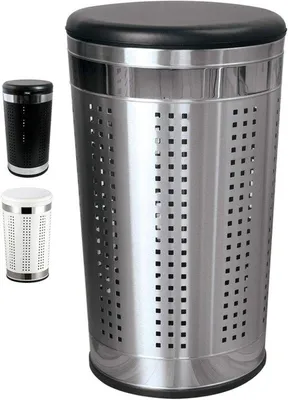 Zdjęcie produktu dla Kosz na pranie z poduszką do siedzenia okrągły 60,5 cm metalowy czarny/srebrny