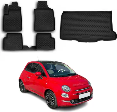 Produktbild von Fußmatten & Kofferraumwanne Set für Fiat 500 2007-2015 Gummi TPE Schwarz 5x