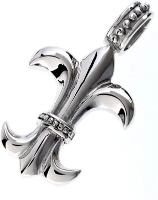 Produktbild von Edelstahl Anhänger Mittelalter Bourbonische Lilie und Edelstahl Kette - PD1827 - 55.0 Zentimeter