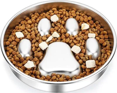 Produktbild von Langsamer Fressnapf Edelstahl - Puzzelfutter für Hunde und Welpen