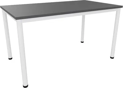 Productafbeelding van Bureau/vergadertafel in verschillende maten en kleuren, met een wit metalen frame. Conferentietafel, bureau (breedte: 140 cm, diepte: 80 cm, kleur: antraciet)