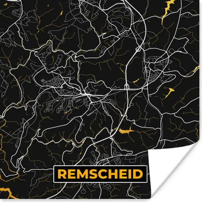 Produktbild von MuchoWow® Poster Remscheid - Stadtplan - Karte - Deutschland - Gold 100x100 cm - Babyzimmer