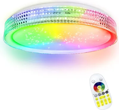 Productafbeelding van LILIIN LED plafondlamp 60W, type A, dimbaar, met afstandsbediening, RGB, sterrenhemelprojectie, rond, , geschikt voor woonkamer, slaapkamer, keuken