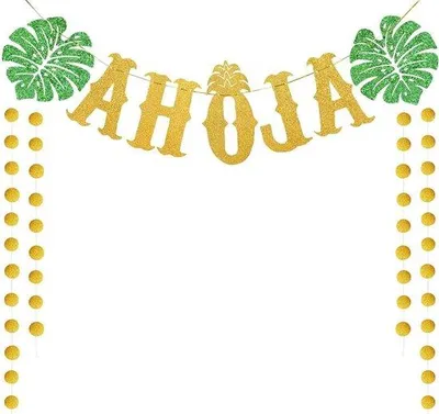 Produktbild von Tropische Strandbannerauflage für Garten- und Strandpartys (Gold)