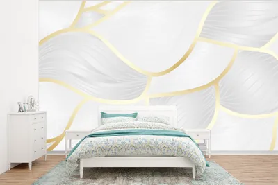Produktbild von MuchoWow® Fototapete für Wohnzimmer oder Schlafzimmer Wandtapete Vinyl Motivtapete Abstraktes Muster mit goldenen Linien - 320x240 cm - Tapeten