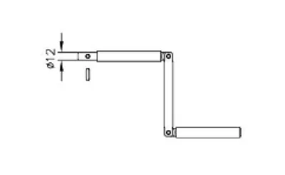 A technical drawing of a crank mechanism.
