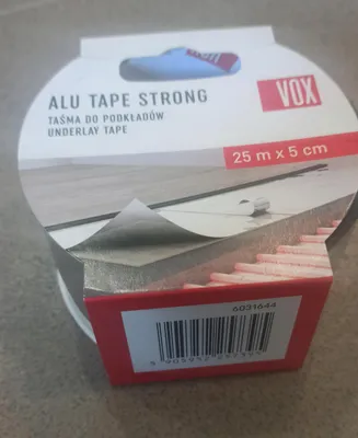 Obrázok produktu pre VOX hliníková tesniaca páska na izoláciu kročajového hluku – šírka 90 mm – samolepiaca tesniaca fólia – strieborná – rolka na podlahové podklady