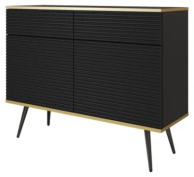 Immagine prodotto di Credenza nera glamour con gambe nere, 107 x 85 x 39