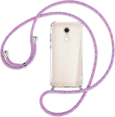 Produktbild von Handykette Backcover-Schutzhülle mit Band (Metall silberfarben) für Xiaomi Redmi 5 Plus - lila/rosa/blau