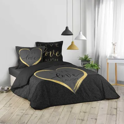 Image de Lin inclus AVELINE, CRAZY LOVE, 200 x 200 cm noir