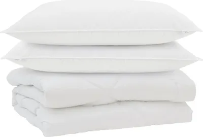 Image de vidaXL : Ensemble de couettes avec oreillers, 3 pièces, blanc, microfibre