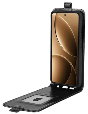 Obrázek produktu pro Pro Xiaomi Poco F7 Ultra Vertikální umělá kůže Flip ochranné pouzdro Černá