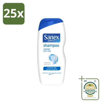 Productafbeelding van 25 x Sanex Anti-roos shampoo - met kamille en tarwe-eiwit - 250 ml - voordeelverpakking - 25 stuks