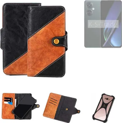 Produktbild von K-S-Trade Handyhülle Schutzhülle Bookstyle Case Wallet-Case kompatibel mit Oppo K11x Handy Cover Bumper Klapphülle schwarz hellbraun 1x