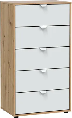 Immagine prodotto di Dmora Cassettiera Praha 40x60x109h cm Bianco, 5 Cassetti Apertura Scorrevole