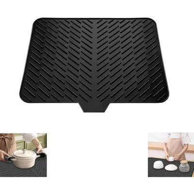 Produktbild von Silikon Abtropfmatte 58x43cm – Hitzebeständig, Antirutsch & Hygienisch – Spülmatte Schwarz