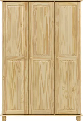 Produktbild von Möbilia Kleiderschrank | 3 Türen | Kleiderstange und Einlegeböden | Kiefer-Holz massiv | B 120 x T 52 x H 178 cm | natur | 19020012 | Serie SCHRANK