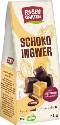 A bag of chocolate-covered ginger candies.