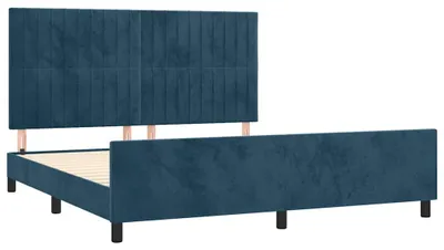 Produktbild von Bettgestell ohne Matratze Dunkelblau 160x200 cm Samt
