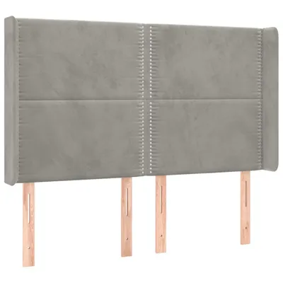 Produktbild von vidaXL Kopfteil mit Ohren Hellgrau 147x16x118/128 cm Samt