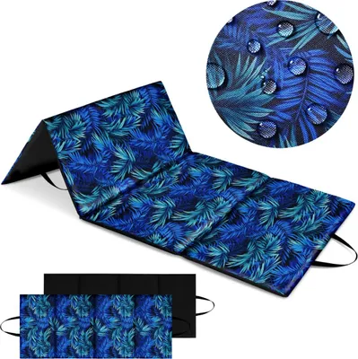 Produktbild von DOMAREX Faltbare XXL Strandmatte 180x75x3cm gepolstert - Isomatte Picknickdecke wasserdicht | Ideal für steinige Strände & Garten - Blue Passion