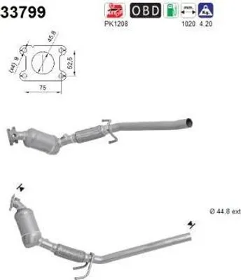 Produktbild von AS Katalysator Kat für VW Polo Schrägheck (6R1, 6C1) Euro 6 33799