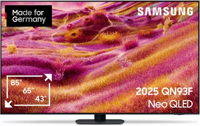 A Samsung Neo QLED TV is displayed with marketing text and graphics.