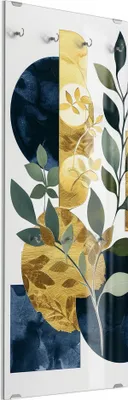 Produktbild von DEQORI Kleiderhaken aus Glas 50x125 cm 'Verästelt in Gold' Wand Garderobe Paneel Haken