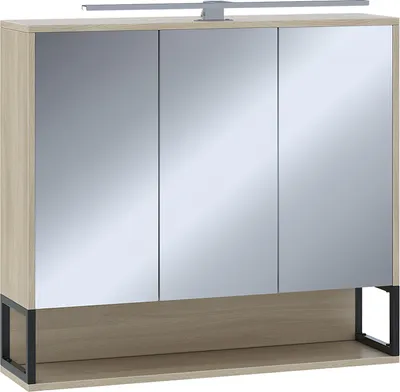 Obrázok produktu pre Kúpeľňová skrinka so zrkadlom Vicco Vionna Dub/čierna 80 x 71.5 cm so svetlom LED, Model 55335