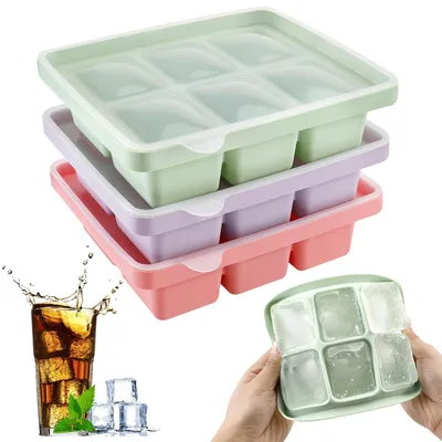 Eiswürfelform XL, 3 Stück, mit Deckel, stapelbar, spülmaschinengeeignet