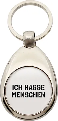 Produktbild von Huuraa Schlüsselanhänger ICH HASSE MENSCHEN Metall Schlüsselring Einkaufswagenchip Geschenkidee