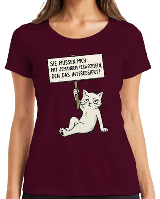 Obrázok produktu pre Tričko s nápisom "Musíte ma zamieňať s niekým," sarkastické, dámske, bordové, veľkosť S