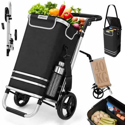 Produktbild von 24MOVE® Einkaufstrolley VEHLO 3in1 Trolley faltbarer Einkaufswagen mit Kühlfach, schwarz